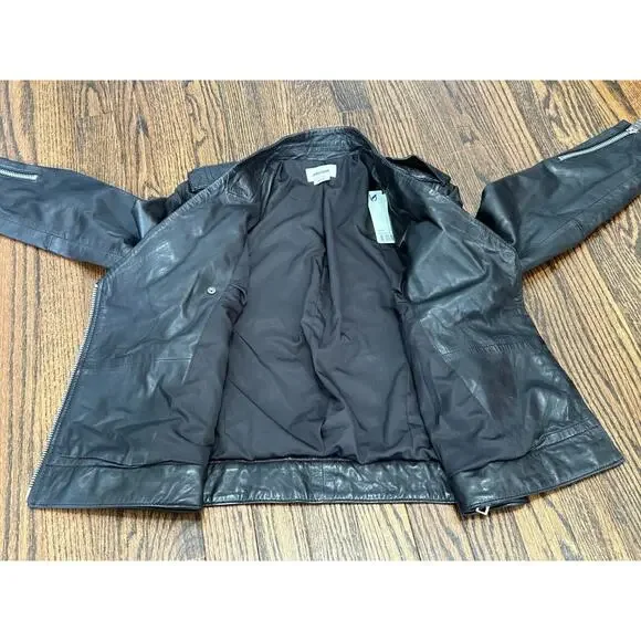 Zadig & Voltaire Loon Spi Biker Jacket Womens Small Black Lamb Leather‎ NWT - Picture 11 of 16